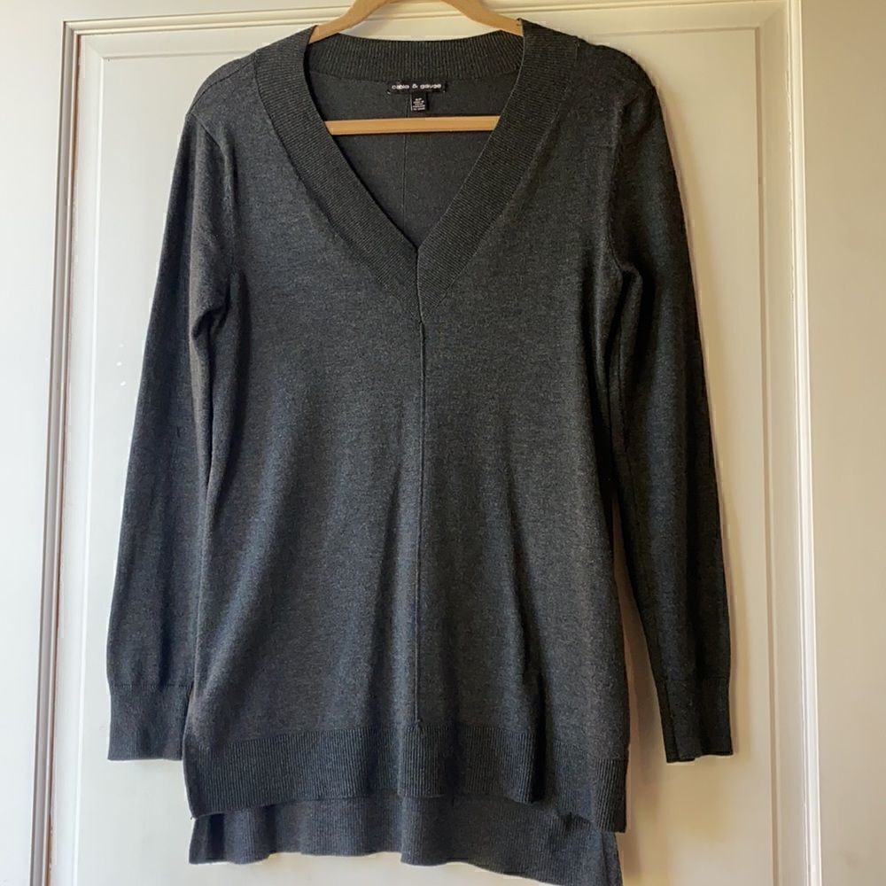 Tunic Length Hi-Lo V-Neck Sweater